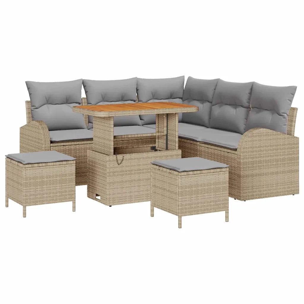 Set Divano da Giardino con cuscino 8 pcs Beige e Grigio Chiaro 3364347