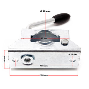 Piede stabilizzatore per rimorchio carrello appendice 2 pz. 700 mm x Ø 48 mm con morsa di supporto