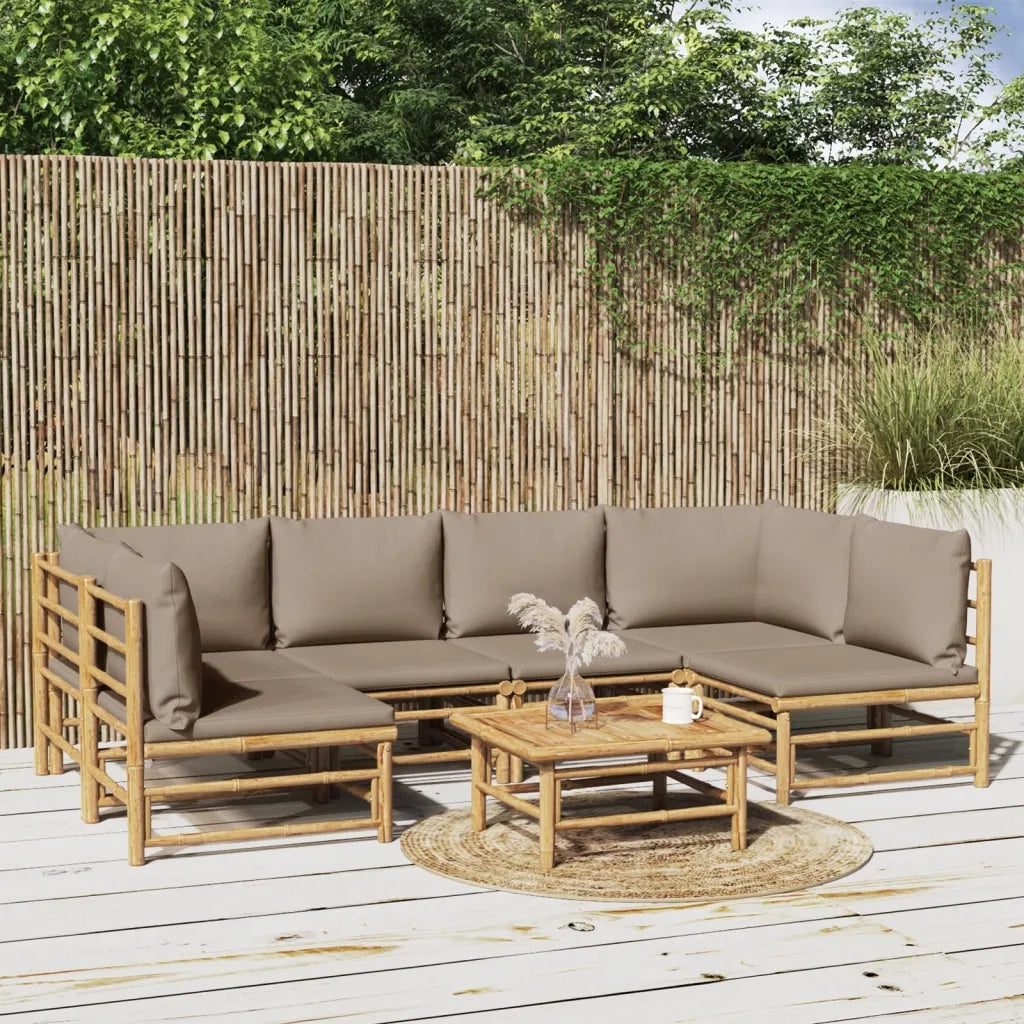 Set Salotto da Giardino 7pz con Cuscini Tortora BambÃ¹cod mxl 100277