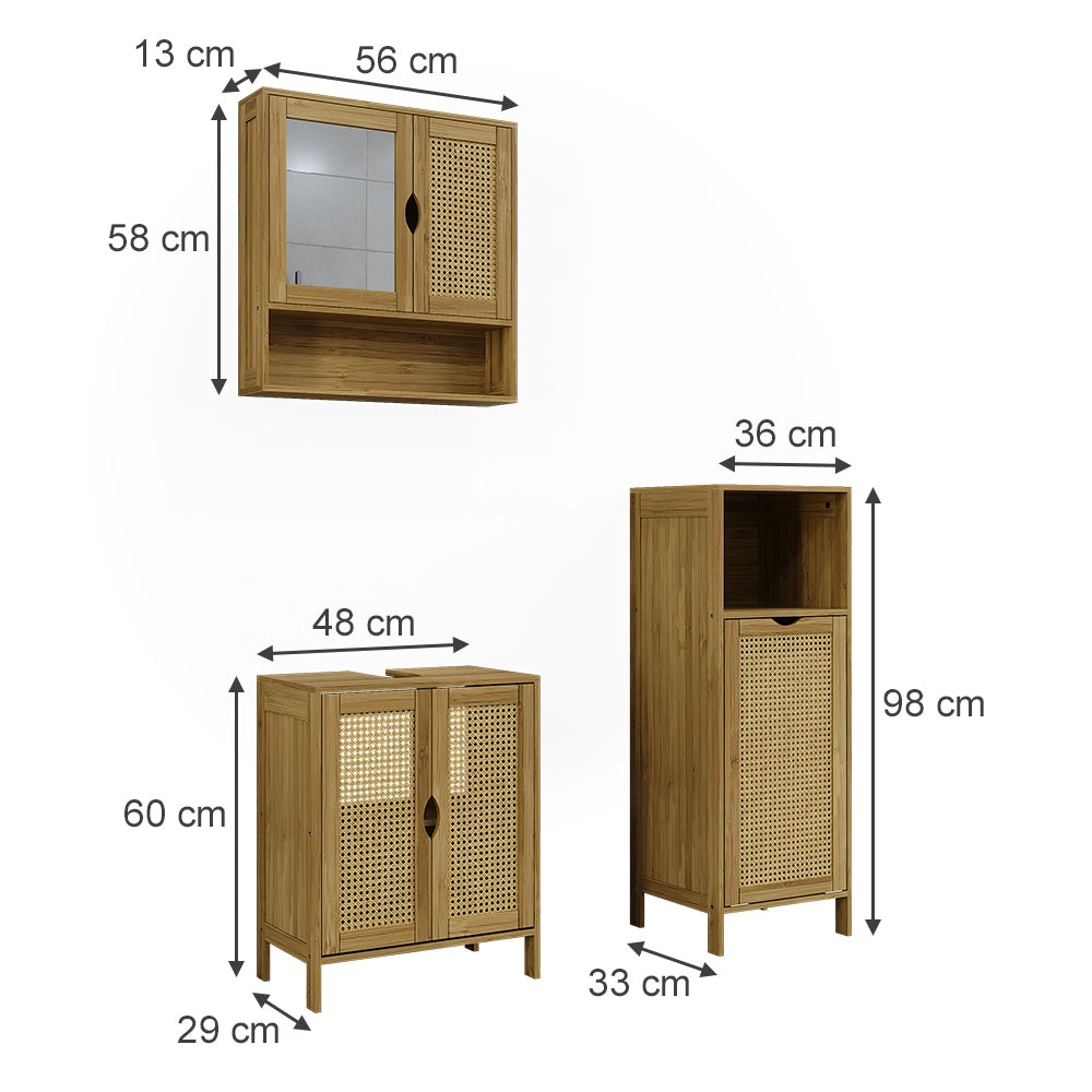 Vicco Set di mobili da bagno Bambù 3 parti