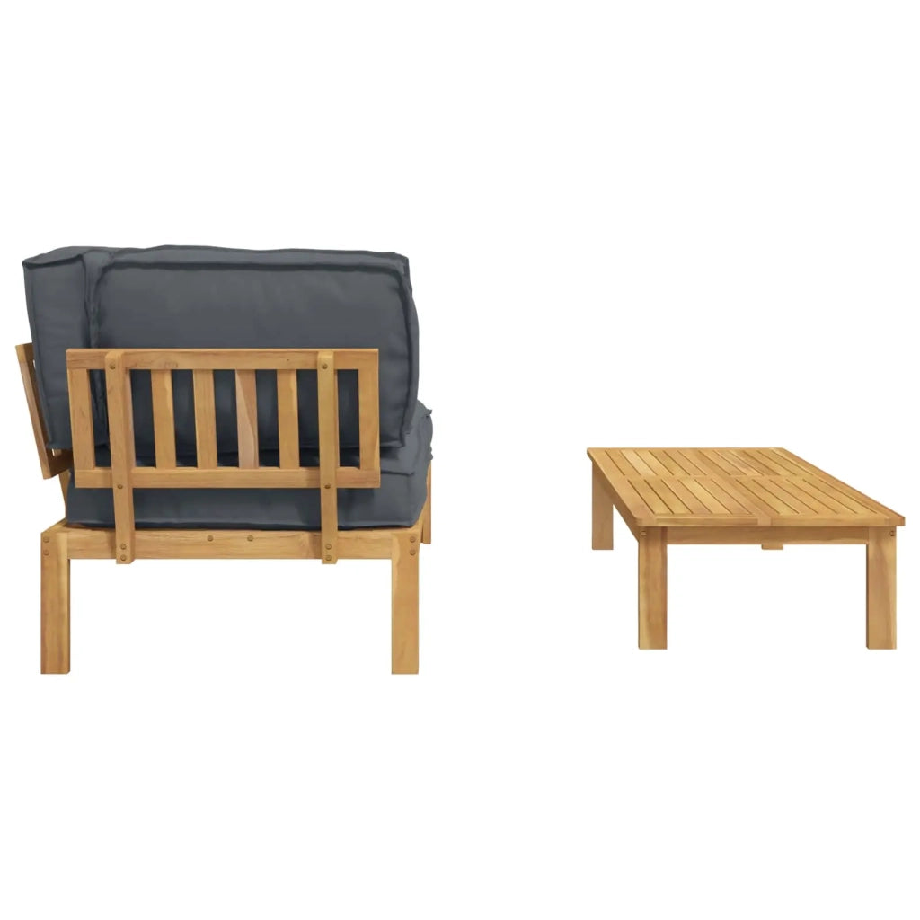 Set di divani 2 pcs Antracite Legno di Acacia Massello