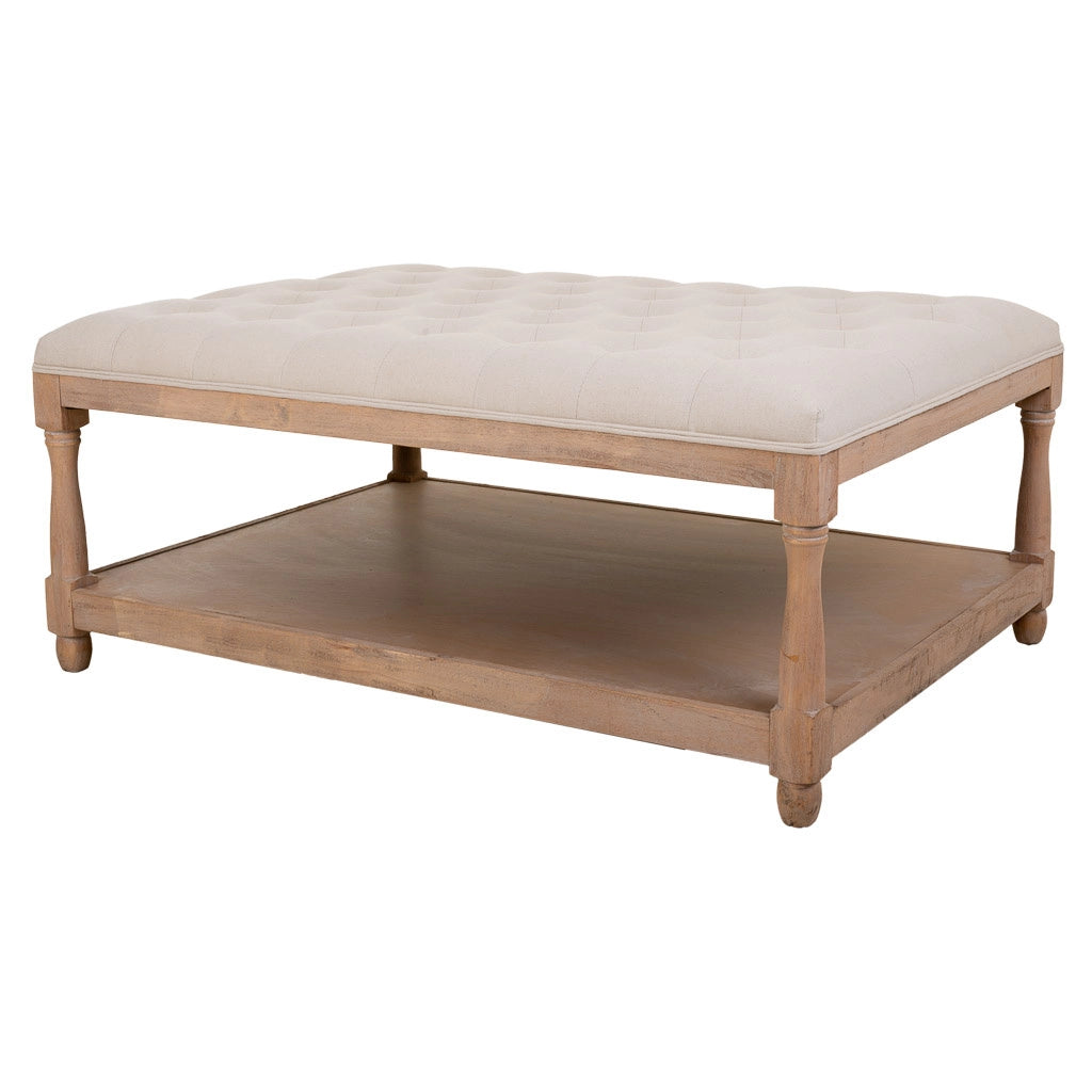 Sgabello imbottita in legno panna 110x78x48h