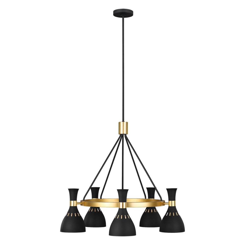 Lampadario Joan nero ottone ossidato 5xE27 60W Feiss