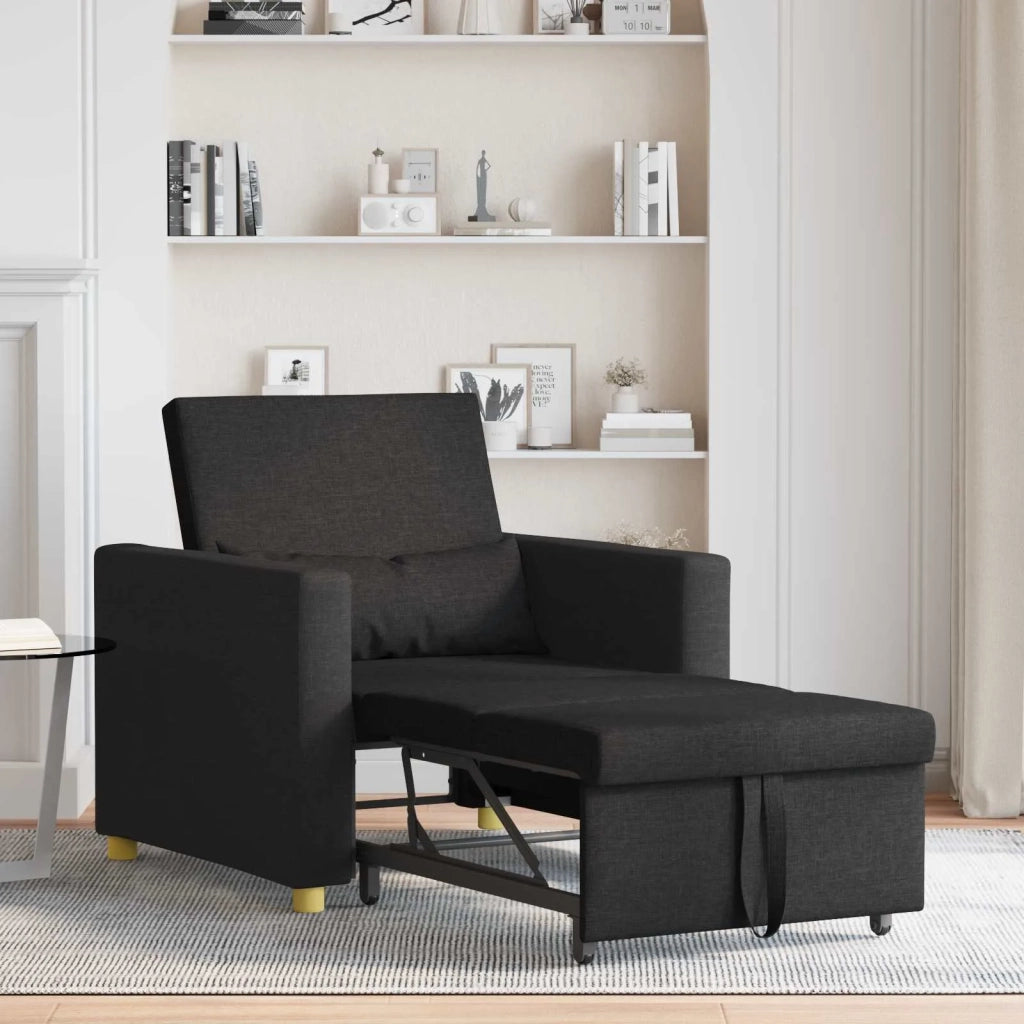 Divano letto | Sof¨¤ letto | Letto singolo estraibile singolo Nero 90 x 165 x 87 cm Tessuto