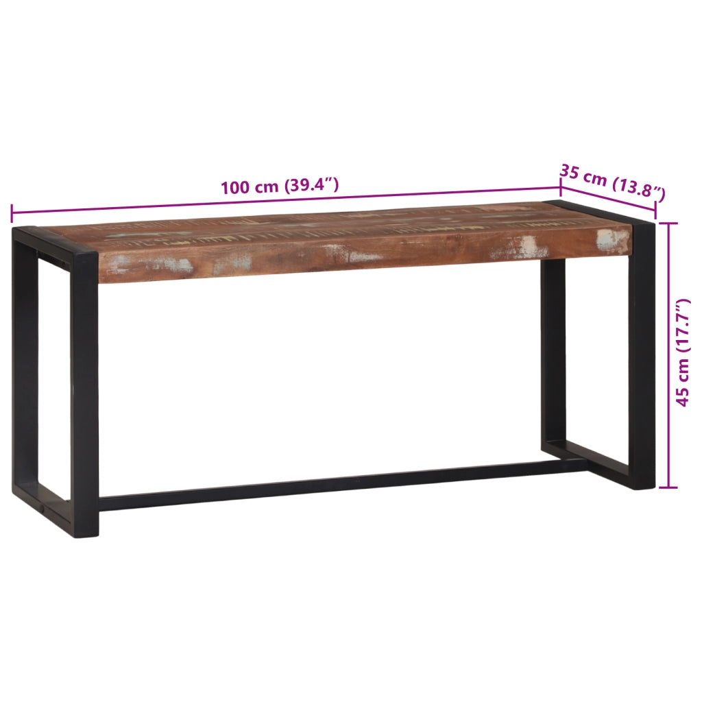 panchina Multicolore 100x35x45 cm Legno Massello di Recupero