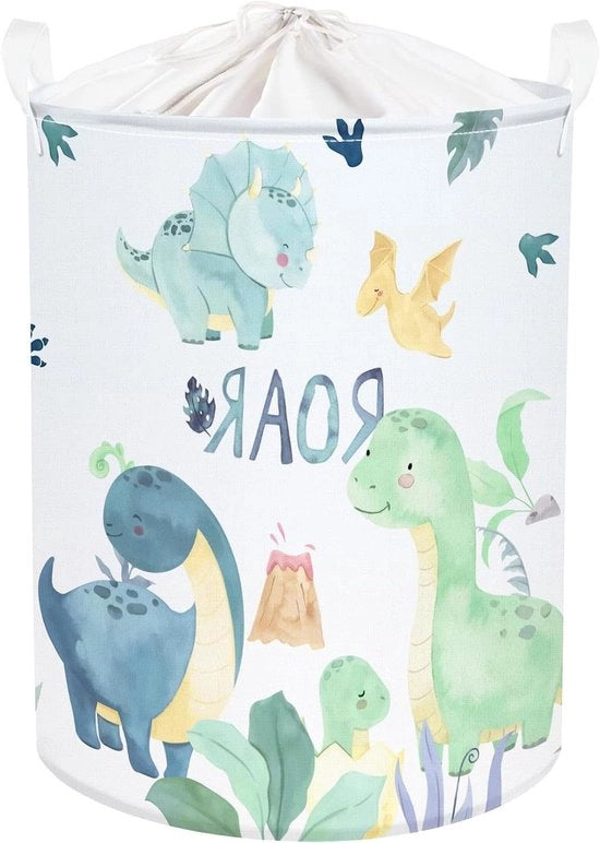 Cesto per Lavanderia con Dinosauro Verde, 45L, Rattoppabile con Coperchio (36 * 45cm)