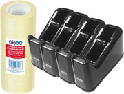 Pacchetto con 4 dispenser di adesivo e 8 strisce di adesivo (19 mm x 33 m) - facile da tagliare a misura - fondo antiscivolo - materiale per ufficio - nero