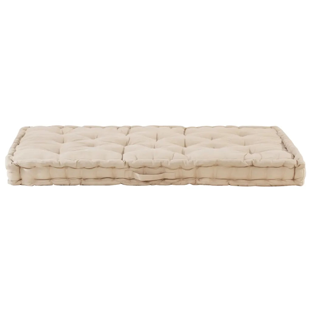 Cuscino per Pallet e Pavimento in Cotone 120x80x10 cm Beige 48680