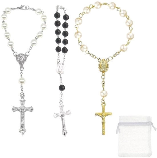 Catena con 3 pezzi - Disegno a perla/croce - Tasca di stoccaggio - Moda - Adatto a varie occasioni - 18cm*9cm - Collana