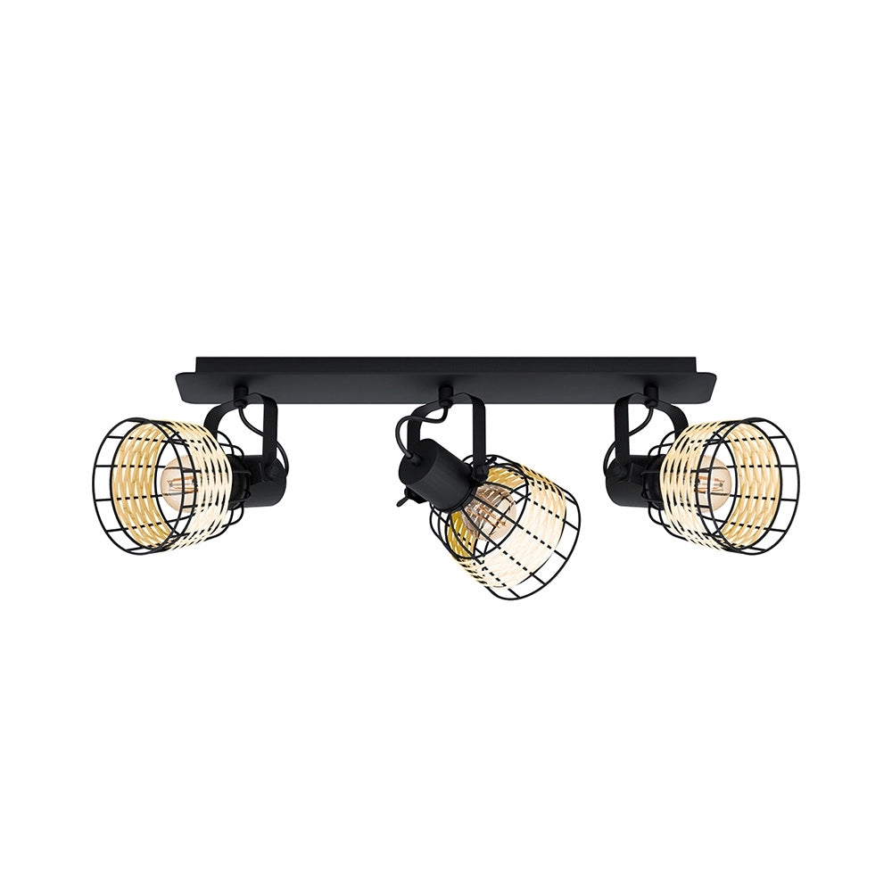 Plafoniera Industrial Anwick 3 Luci Metallo Nero