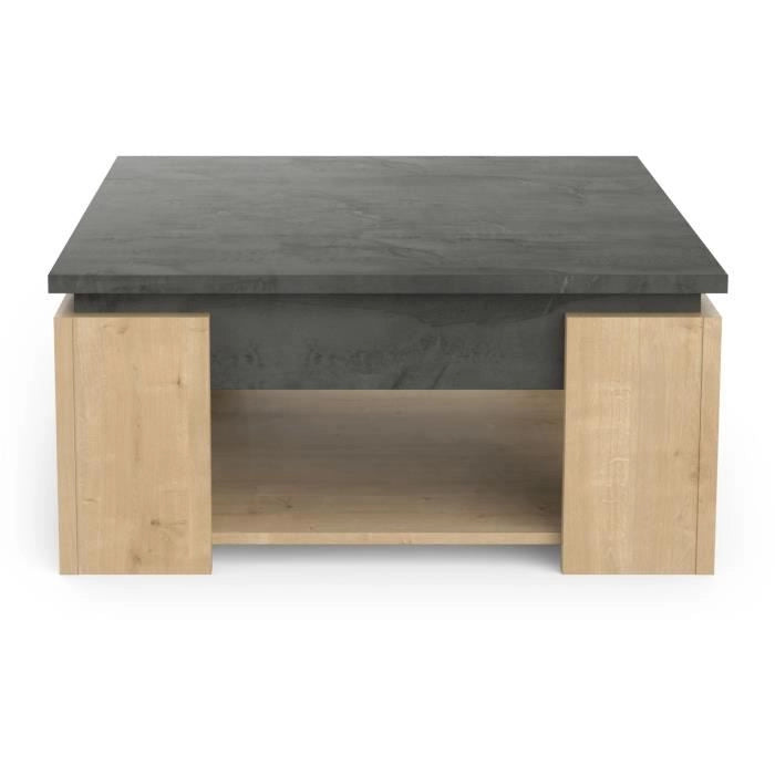 Tavolino quadrato AUSTIN - decoro rovere Hamilton e Sidewalk - L 80 x P 80 x H 37,2 cm - DEMEYERE
