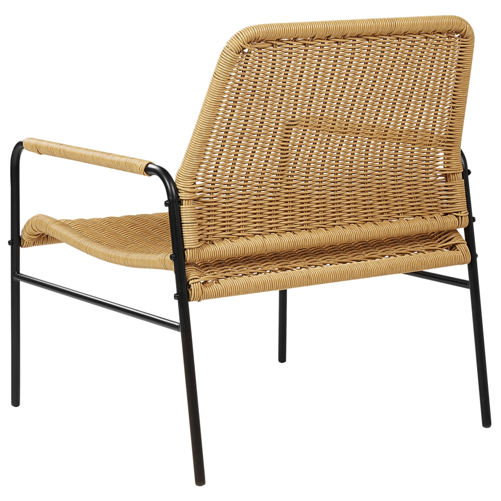 Set di 2 sedie da giardino naturale con telaio nero in rattan con struttura in metallo dal design moderno.