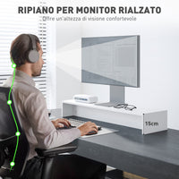 Supporto per Monitor 3 Vani 100x27x15 cm in Legno Bianco