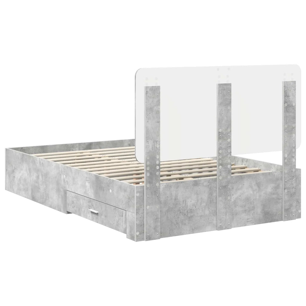Struttura del letto con testiera Grigio cemento 120 x 190 cm