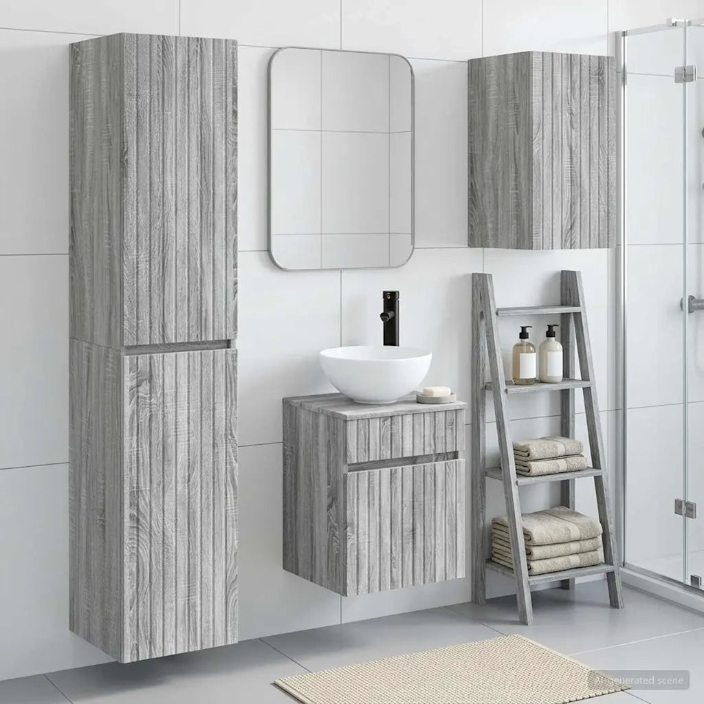 Set di mobili per il bagno 3 pz Sonoma grigio 3406089