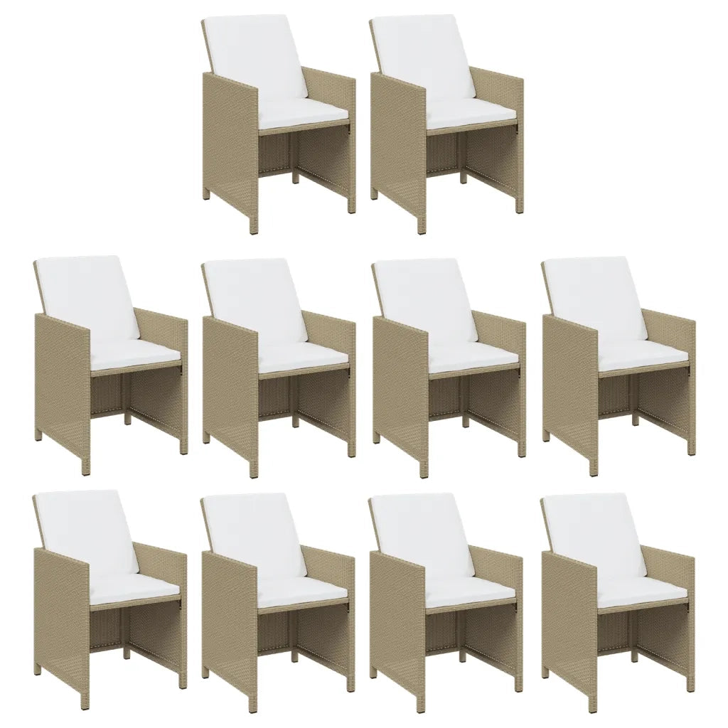 Set da Pranzo da Giardino 11 pz con Cuscini in Polyrattan Beige 3095555
