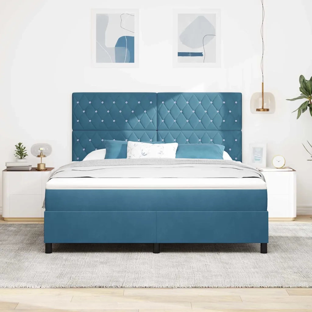Letto a molle con materasso Blu Scuro 180 x 200 cm Velluto 3339786