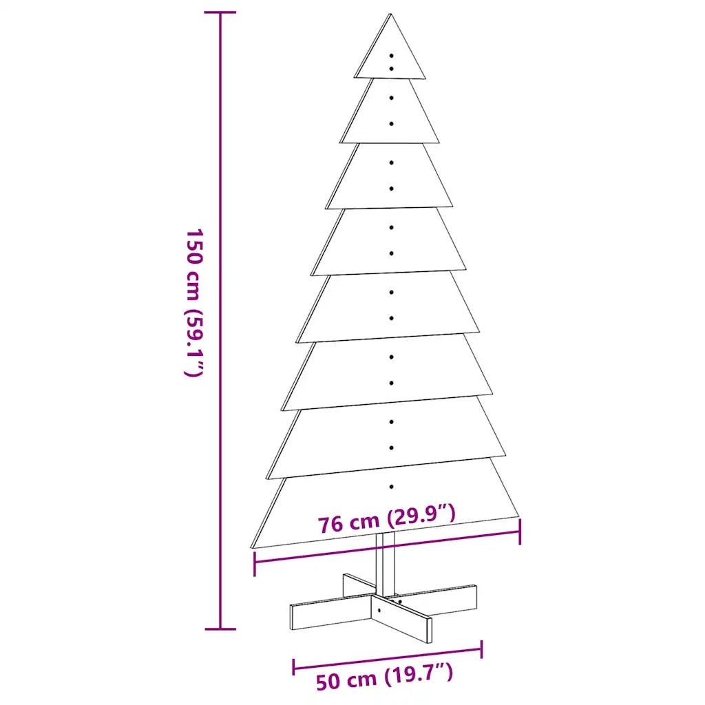 Albero di Natale Decorativo Bianco 150 cm in Legno di Pino 858193