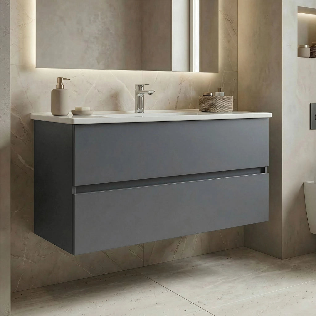 Mobile lavabo "Nest 121 v2" - 121 x 51 x 55 cm - Grigio opaco