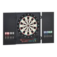 Bersaglio Freccette Elettronico con Punteggio Automatico, 12 Freccette e 6 Display, 51x6.5x57cm, Nero