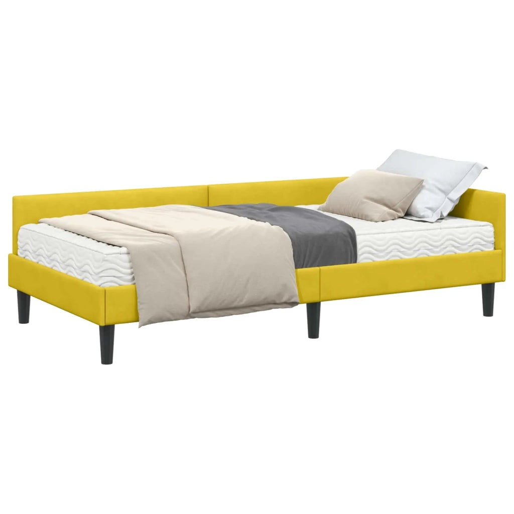 Struttura Letto Angolare con Materasso 2 pz-Giroletto con materasso Giallo Velluto 729991