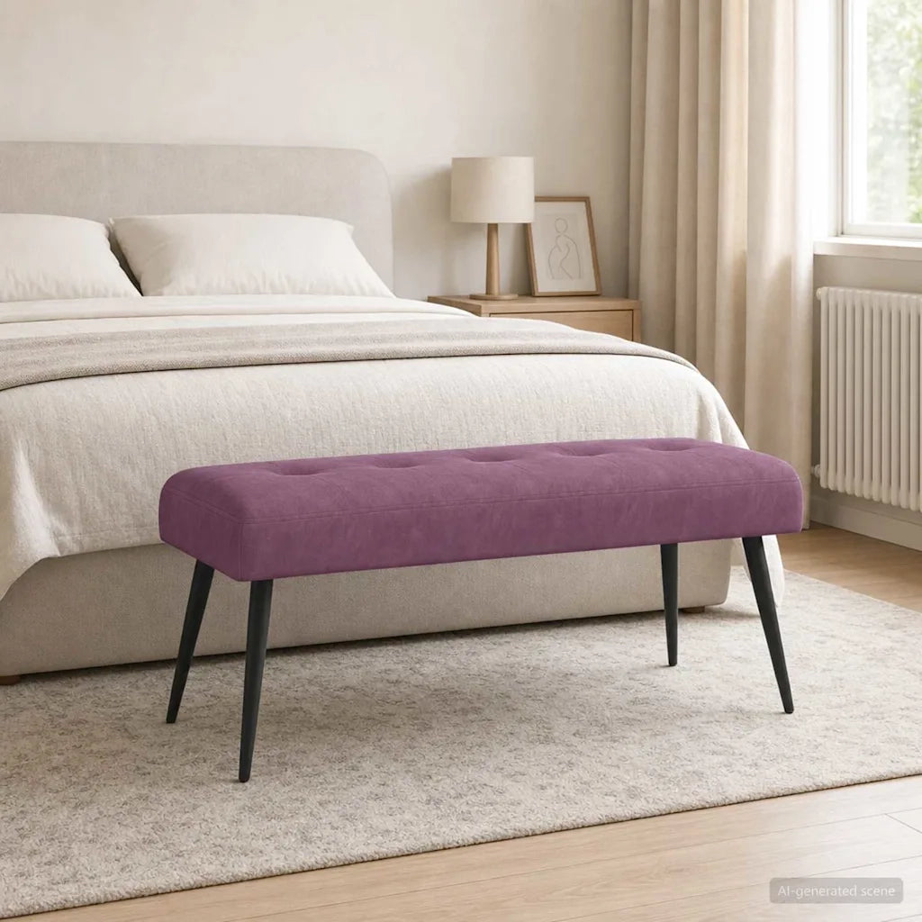 Panchina con bottoni imbottiti Viola 110 x 40 x 46 cm Velluto 42038542