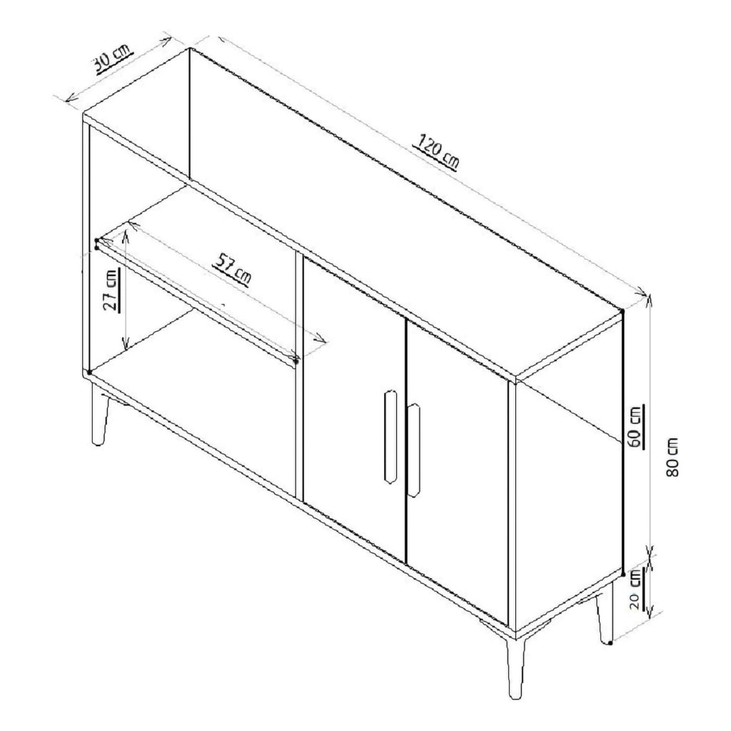 Madia Thiene, Credenza 2 Ripiani, 120x30x80h cm Marrone Rovere