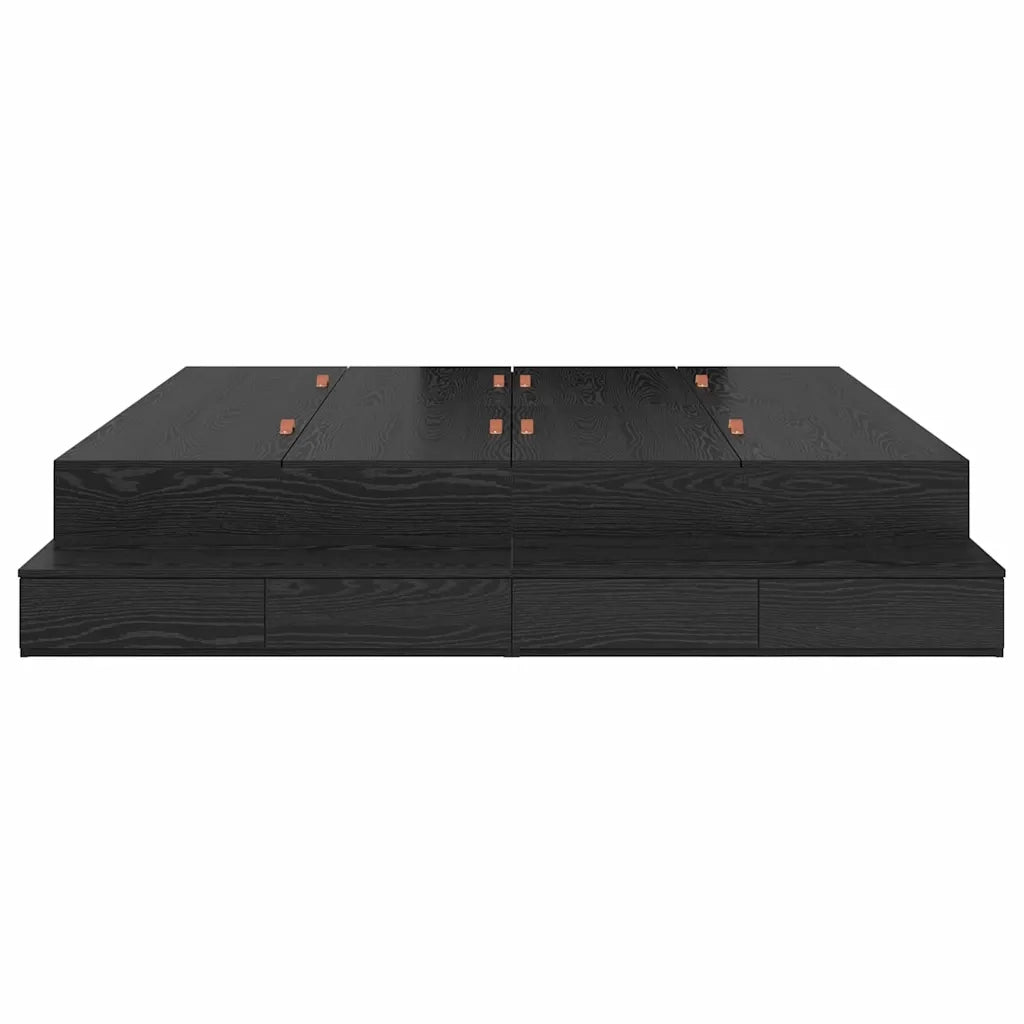 Struttura letto con contenitore con cassetto Rovere Nero 200 cm 3335622