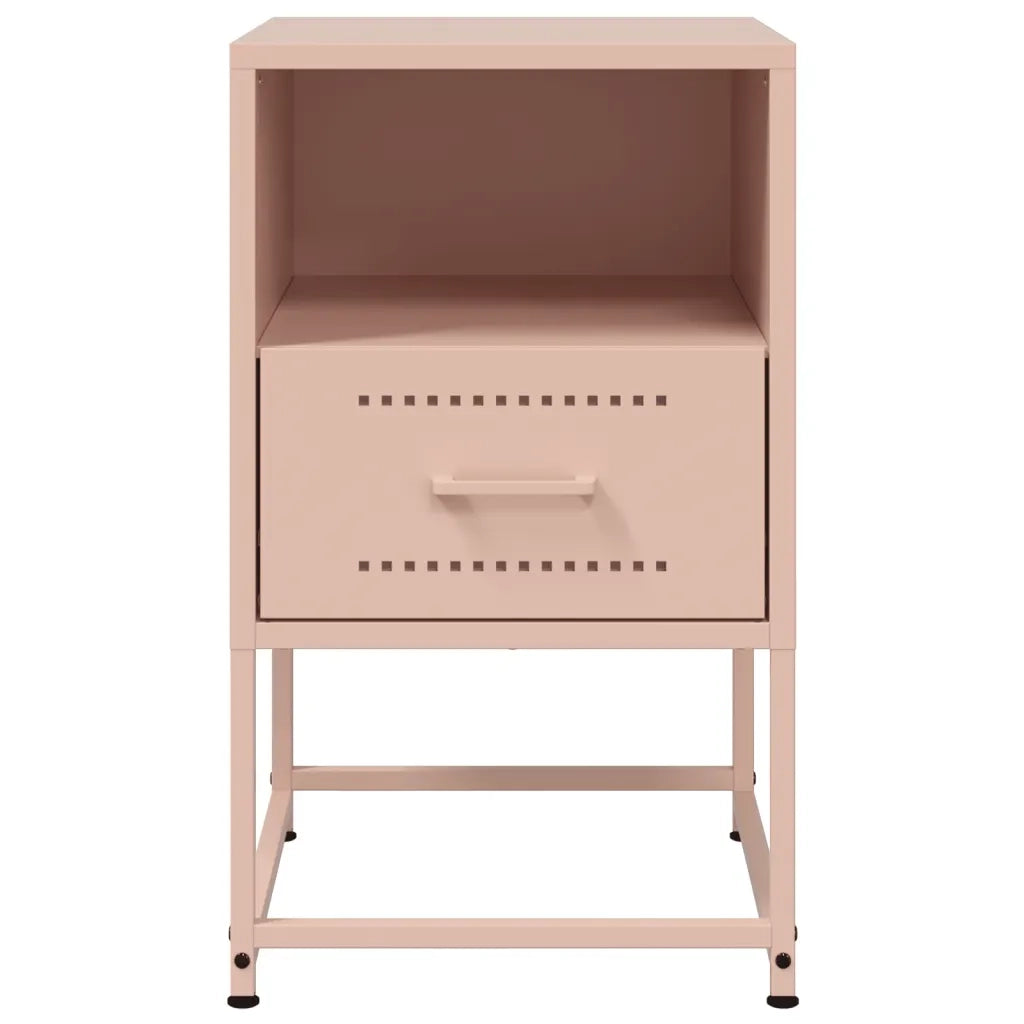 Set di 2 Comodini | Armadio da Notte | Mobiletto da notte Rosa 36x39x60,5 cm in Acciaio