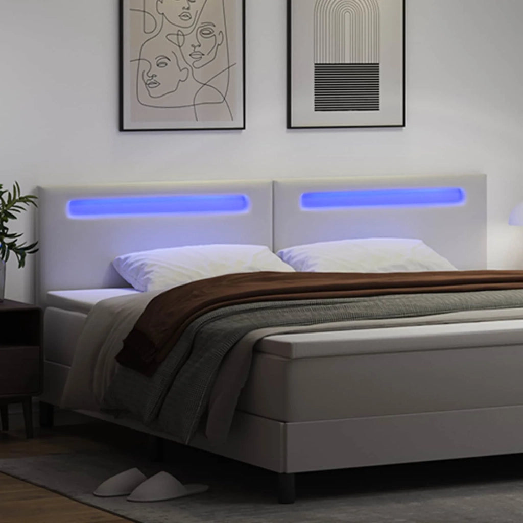 Testiera LED Bianco 200 cm Pelle Sintetica 42007314