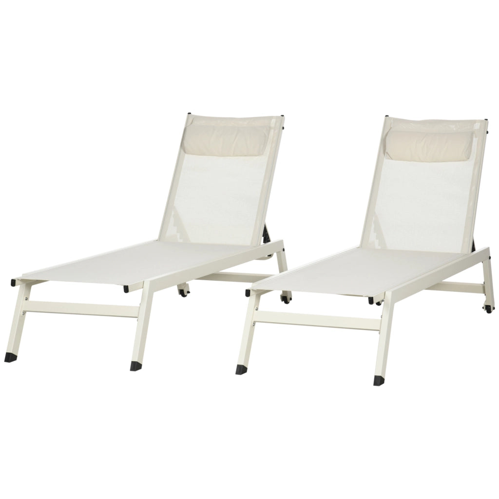 Chaise Longue Lettino ¨C zephmum ¨C Beige Poliestere Alluminio 55x195x30 cm