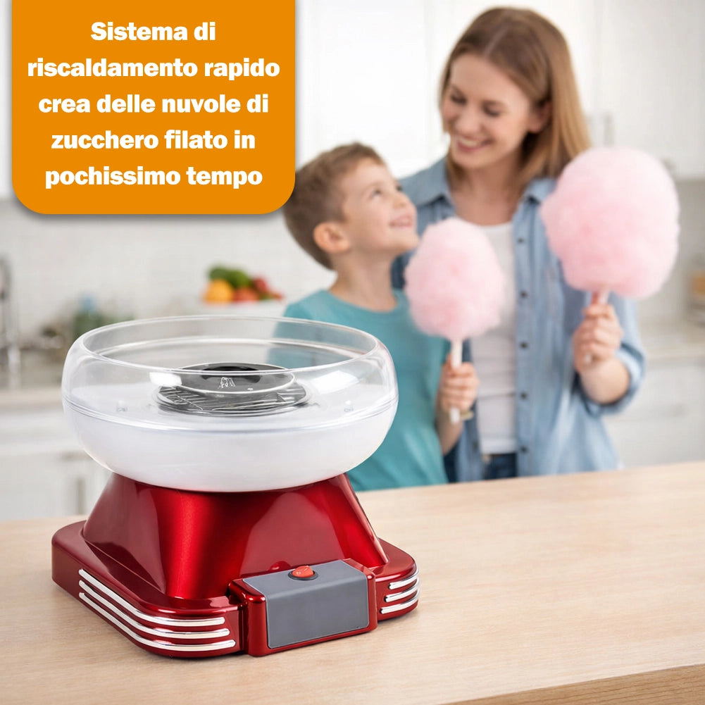 Macchina dello Zucchero Filato Retrò 500 W con Dosatore per Feste e Compleanni