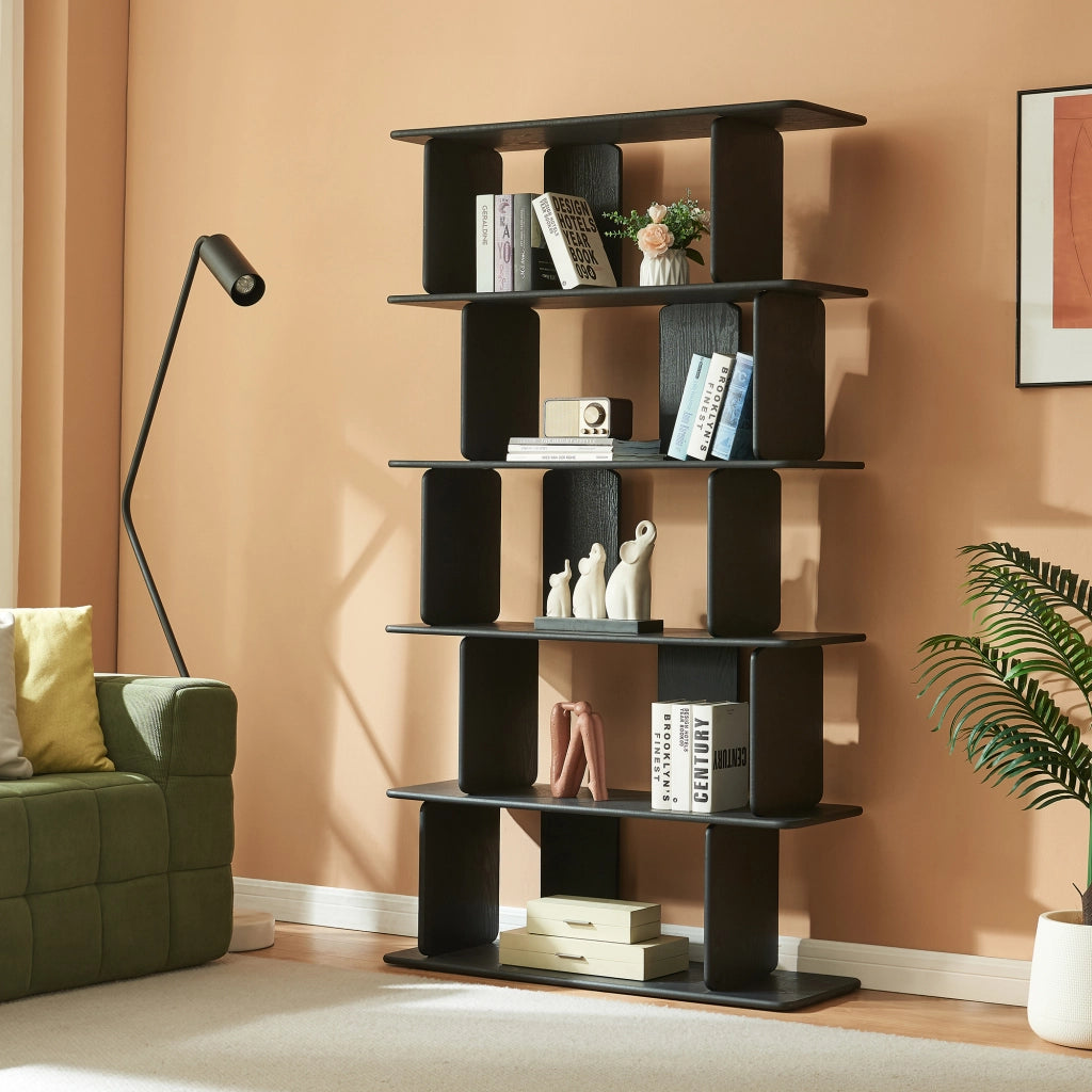 Libreria Gäljami con 5 Ripiani Aperti 180 x 100 x 35 cm - Nero [en.casa]