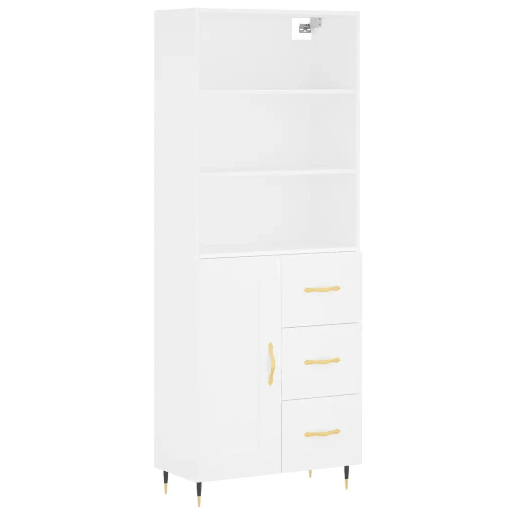 Credenza Bianca 69,5x34x180 cm in Legno Multistrato