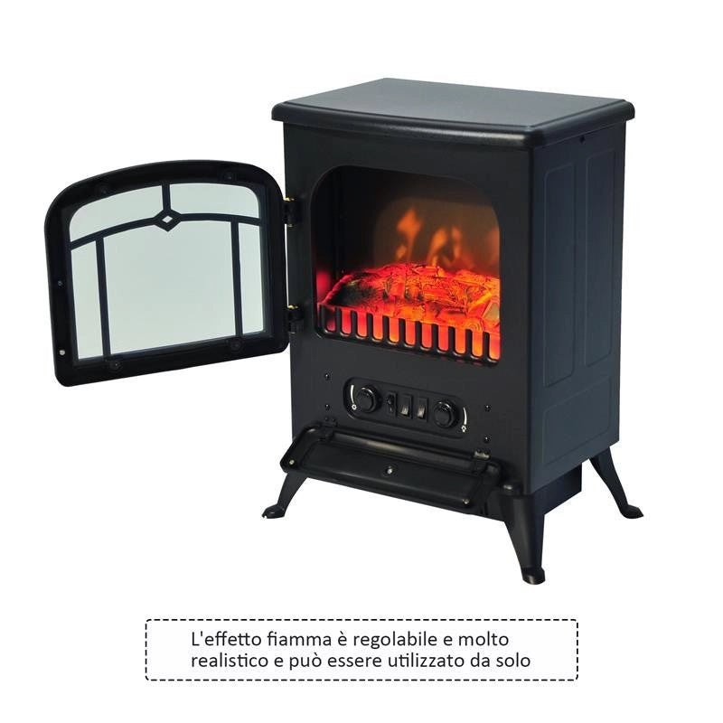 CAMINO ELETTRICO DA TERRA CON EFFETTO FIAMMA POTENZA 950W /1850W 42X28X55CM NERO