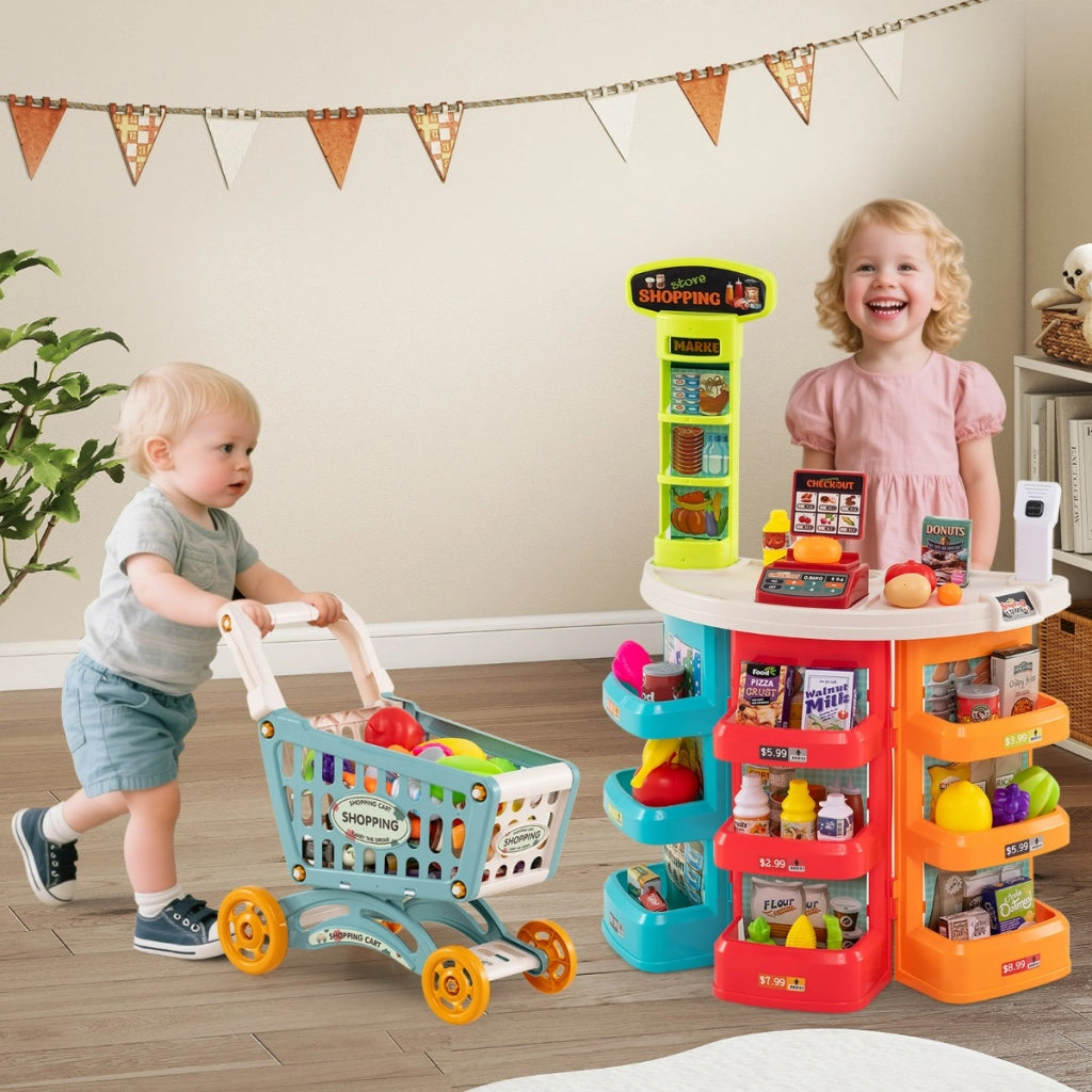 Giocattolo supermercato finto con luci e 29 pezzi accessori, Set di gioco supermercato per bambini dai 3 anni in su Colorato