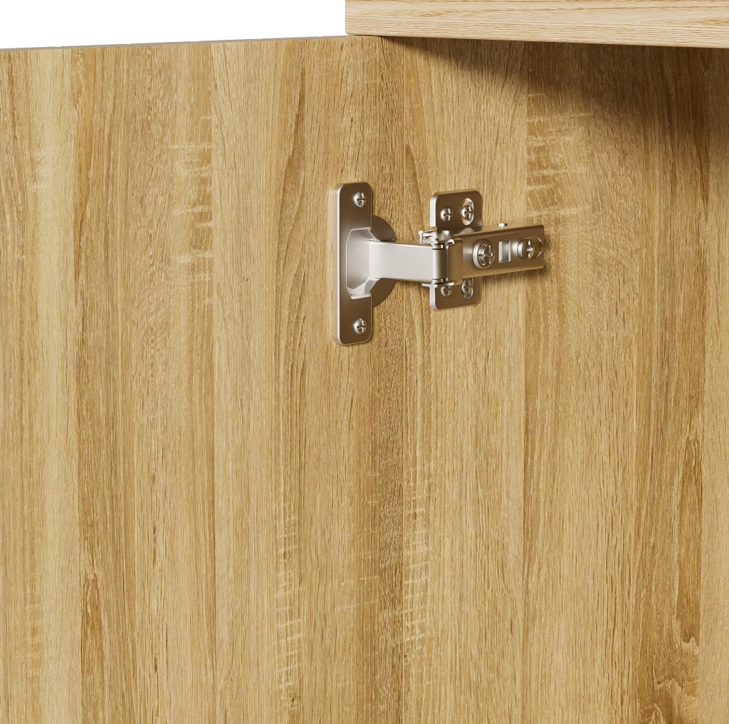 Credenza 160x36x94 cm con 4 ante e 4 cassetti in pannello di particelle naturale