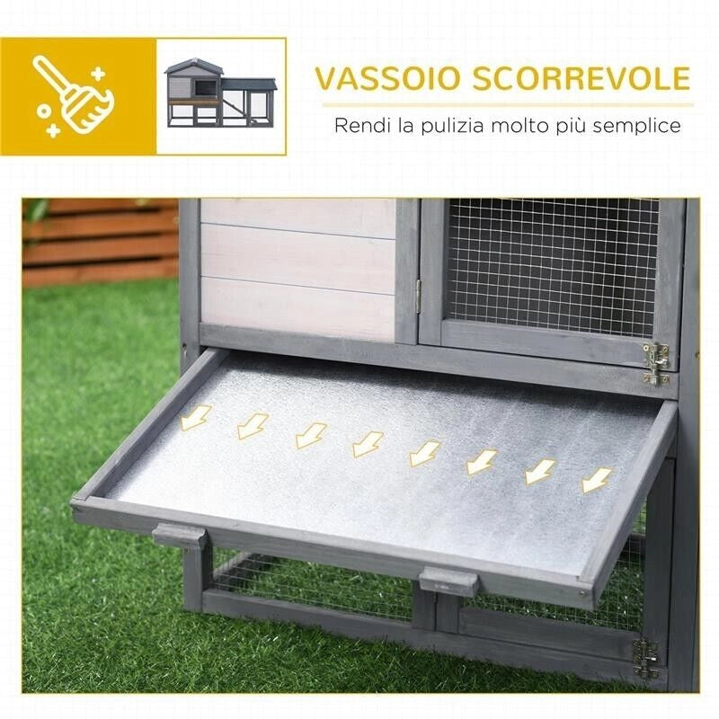 CONIGLIERA IN LEGNO DA ESTERNO CASETTA CON TETTO E RECINTO