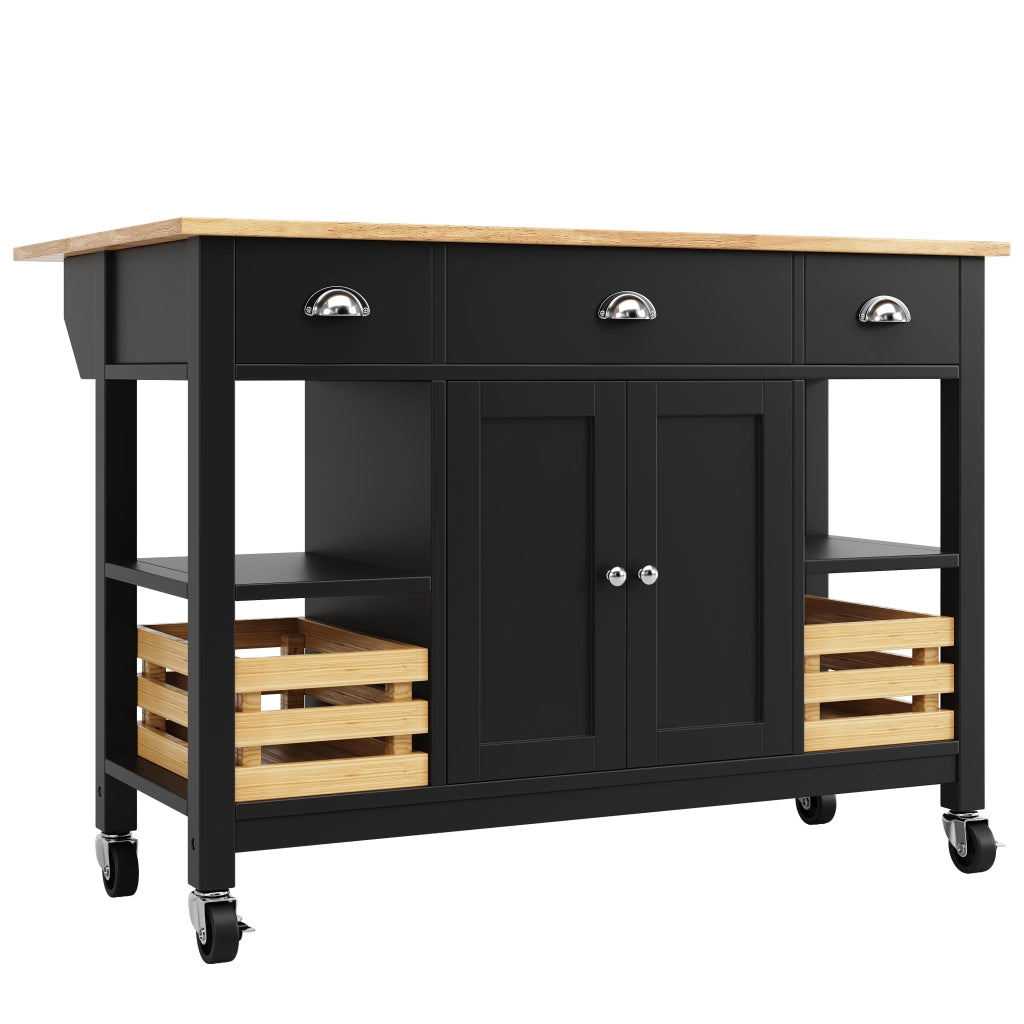 Tavolo da Cucina Multifunzione con Carrello ¨C MINIMAL ¨C Legno/Nero, 120x45x90