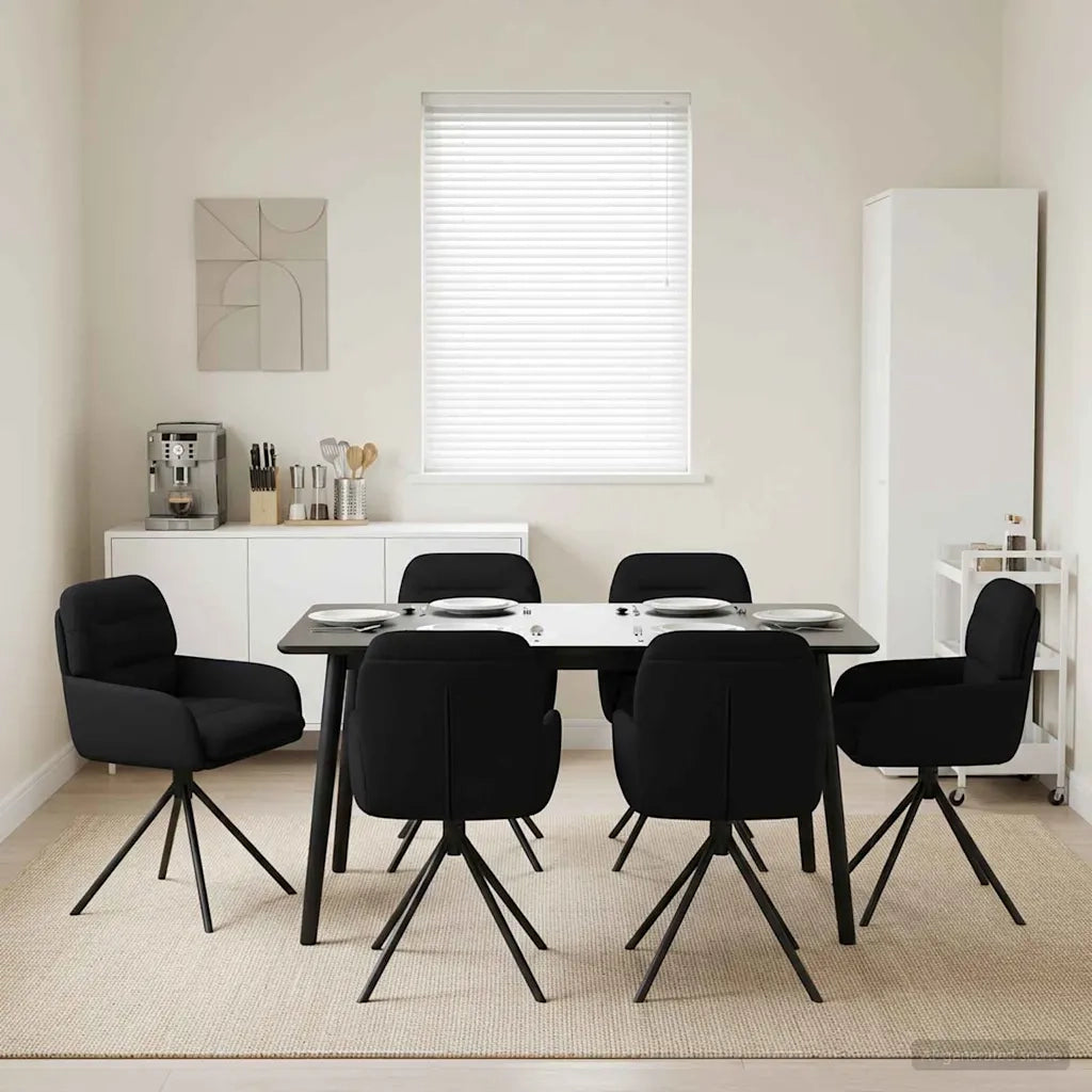 Sedie da pranzo girevoli 6 pcs Similpelle Nero 3428264
