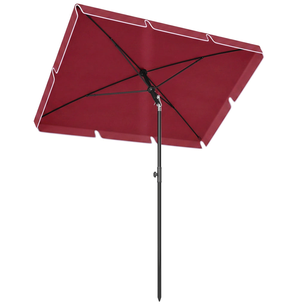 Ombrellone da Giardino Rettangolare 2x2.4 m con Inclinazione Regolabile, Rosso e Nero