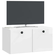 Mobile TV da Muro | Armadietto TV | Mobile Porta TV 59,5 x 31 x 30 cm Bianco Lucido