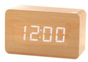 Orologio Digitale con Display LCD Grande - Con Struttura in Legno e Alta Leggibilità - Orologio Digitale con Temperatura e Umidità - 1 Pezzo - Camera da Letto, Salotto, Ufficio - Giallo e Bianco
