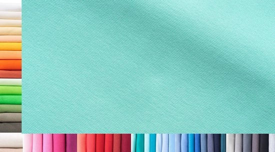 Tessuto a maglia XXL per metro | Doppio: 75 cm largo | Singolo: 150 cm largo | Colore: 30 Pastello Turquesa | 1 m lungo | 96% cotone, 4% elastan | Jersey | 1buy3 | Prezzo base per metro quadrato: € 10,66