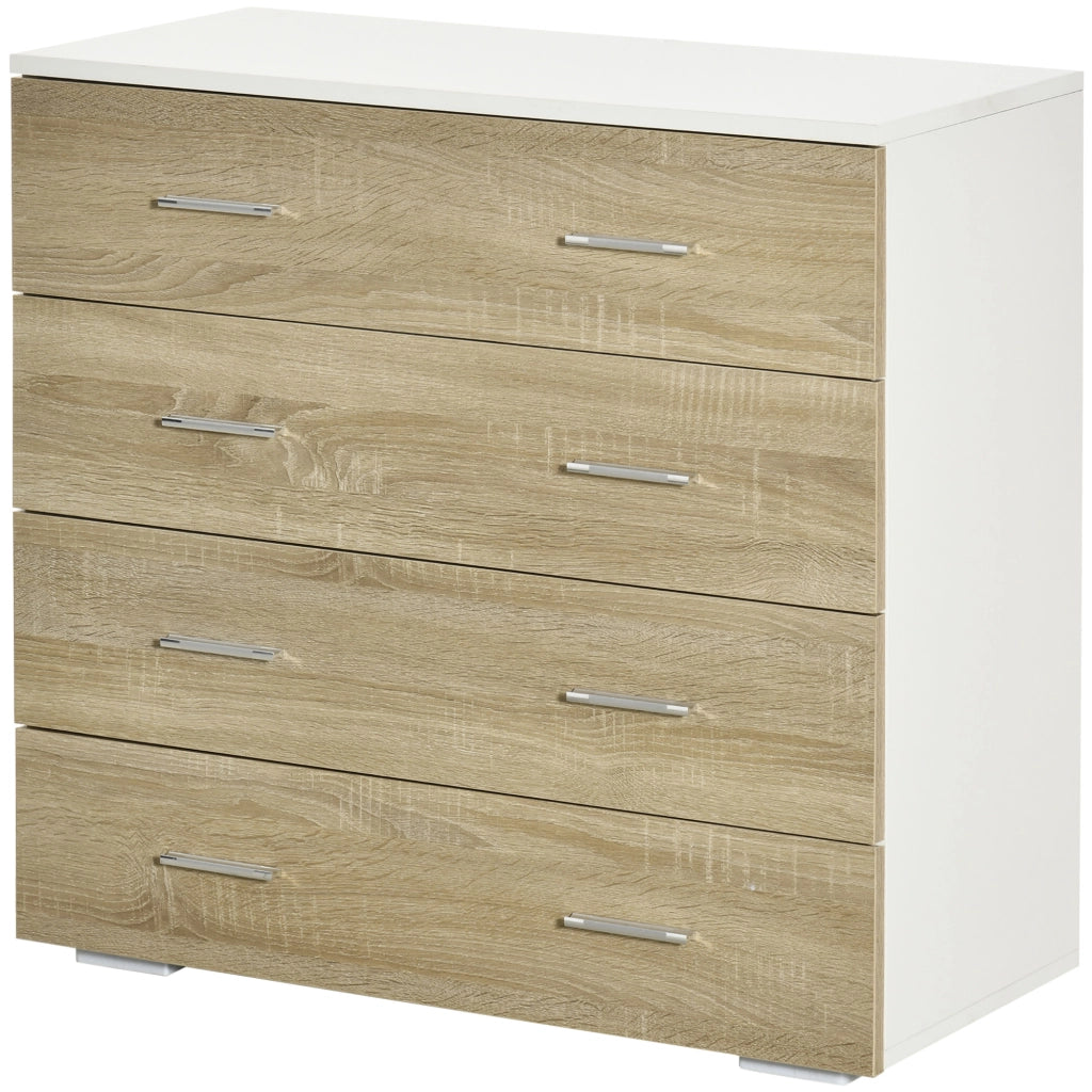 Cassettiera 4 Cassetti in Legno ¨C Zephmum ¨C Bianco Rovere 76x35x72
