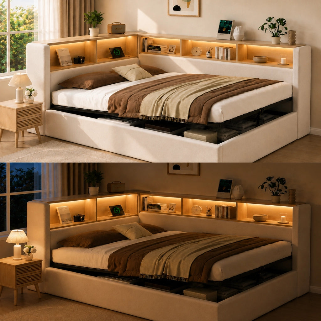 letto imbottito velluto beige 160 x 214;5 cm