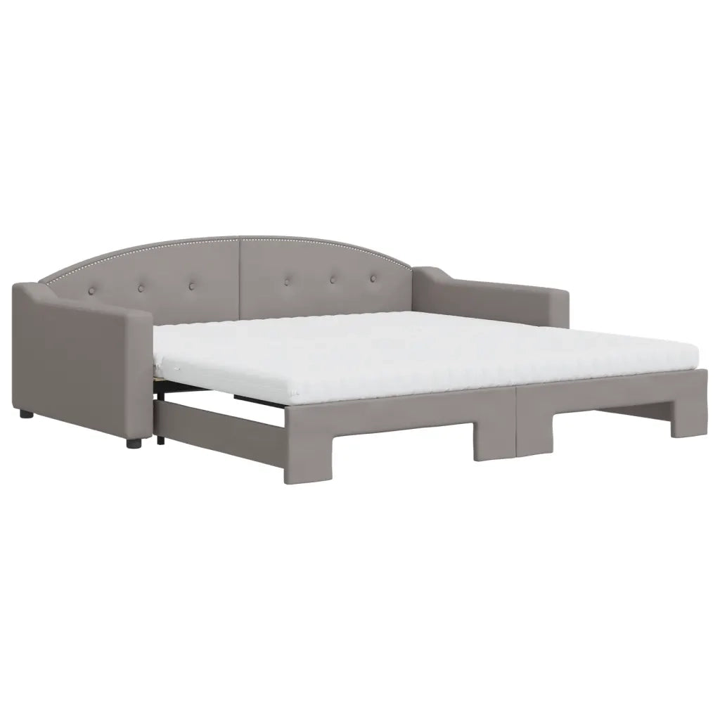 Divano Letto Estraibile con Materassi Tortora 100x200cm Tessuto 3197556