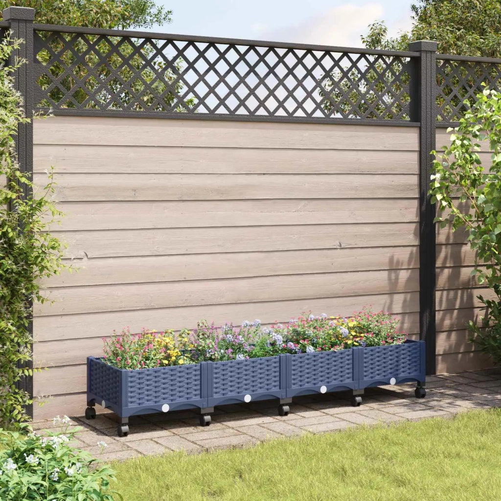 Vaso da Giardino con Ruote Blu Grigio 160 x 40 x 33 cm PP 3423130