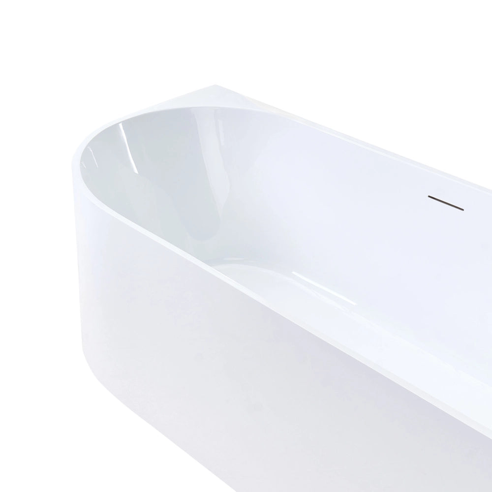 Vasca da bagno angolare sinistra in acrilico bianco lucido 170 x 80 cm Controllo del troppopieno Bagno in stile moderno