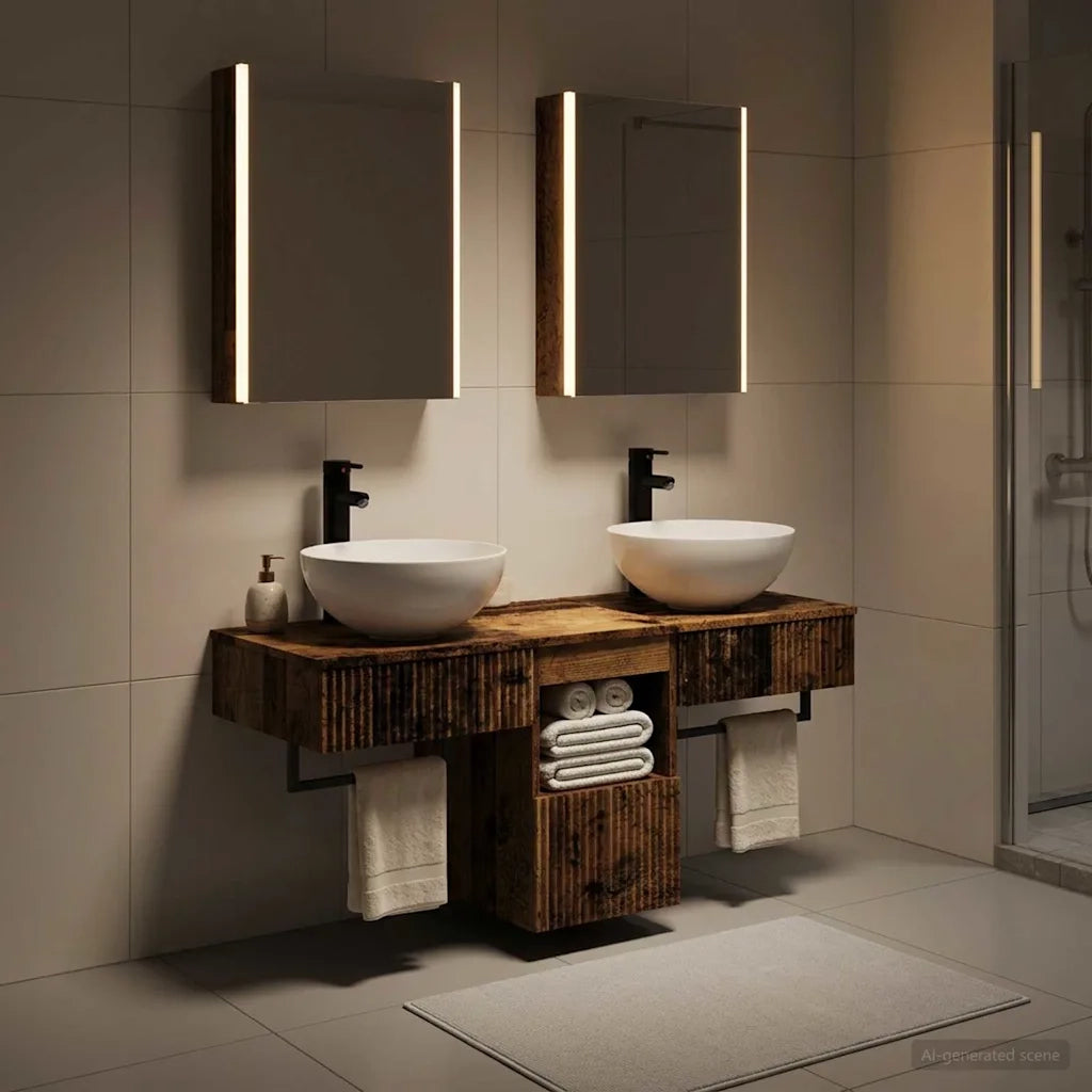 Set di Armadi da Bagno 5 pcs Legno antico 43 x 11,5 x 60,5 cm 3406293